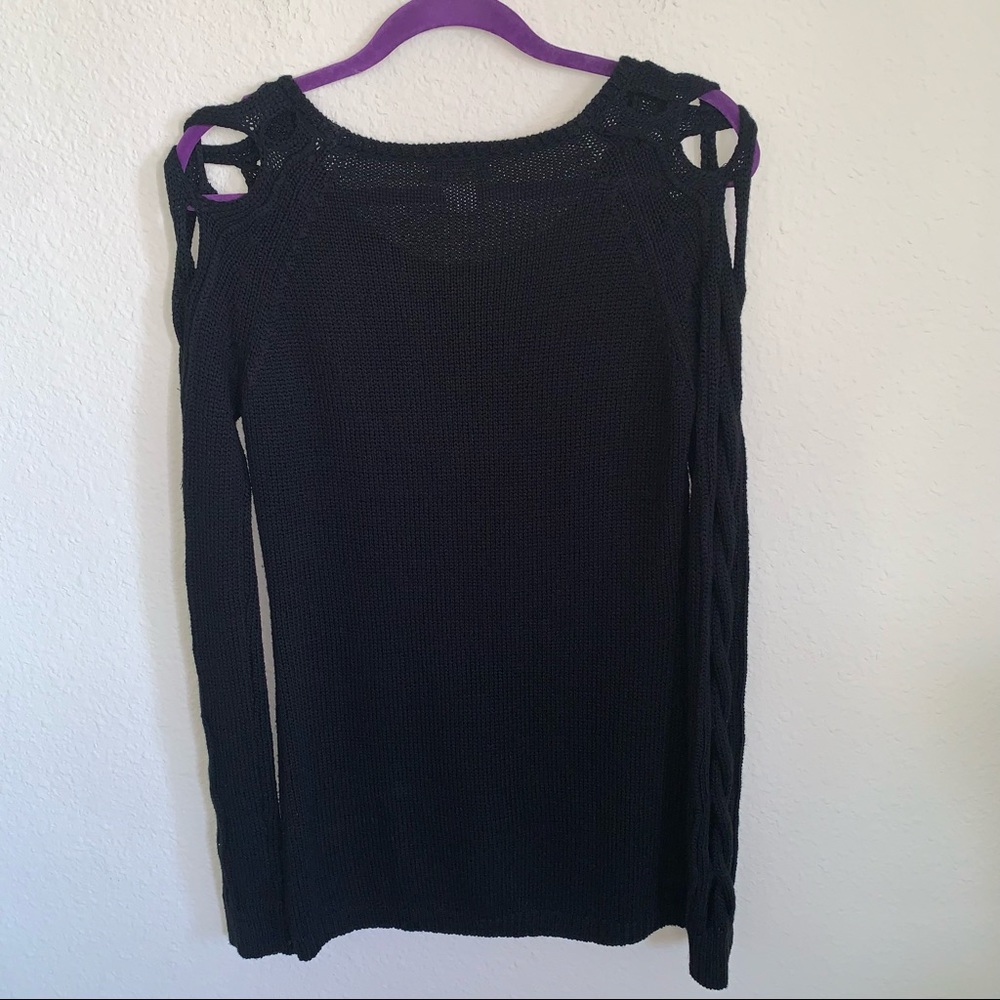 Venus Black Braided Sleeve Sweater - Picture 7 of 13